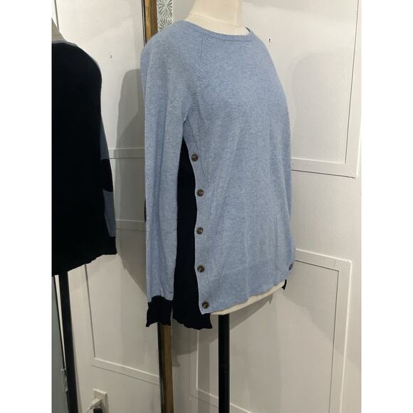J. Crew Mohair Wool Blend Elbow Patch Asymmetrical Blue Sweater Womens XS - Picture 6 of 7